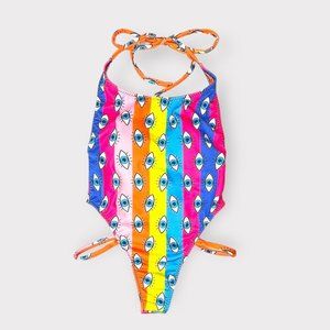 LOLLIPOP Eye Print Multicolor One Piece‎ Swimsuit S